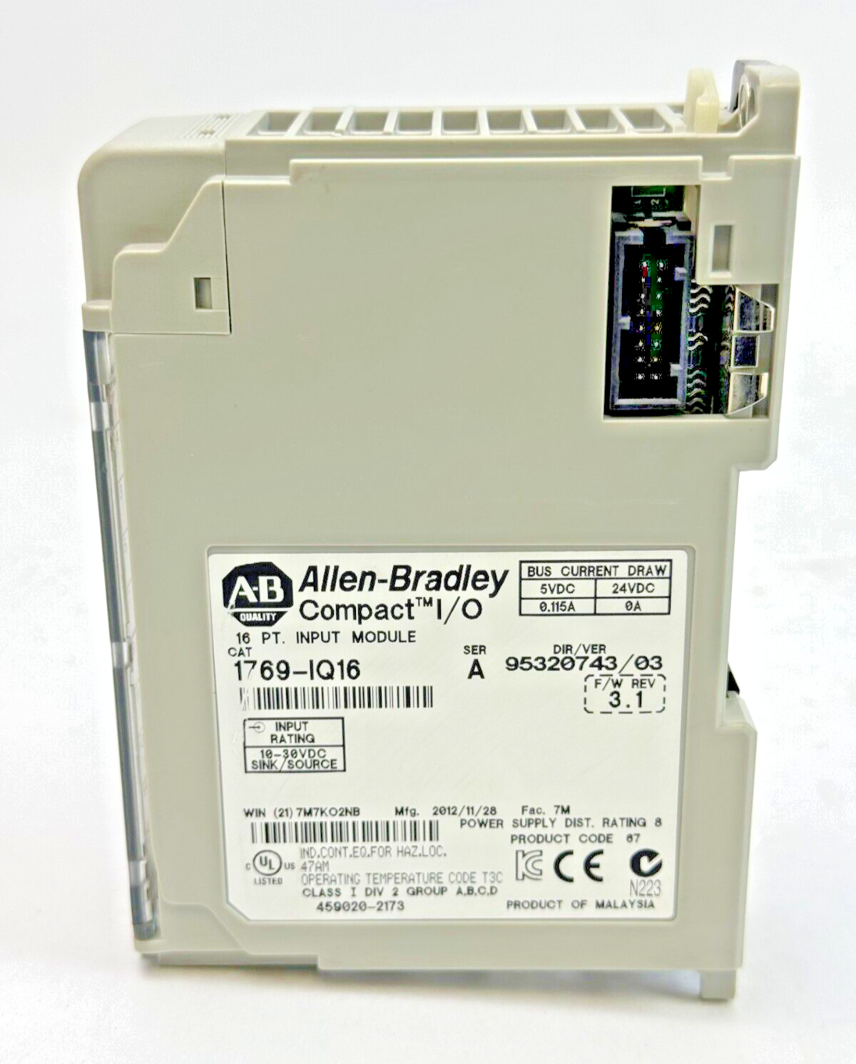ALLEN-BRADLEY - 1769-IQ16 SER. A F/W REV. 3.1 DIR-VER 95320743/03 - SLC 500 OUT