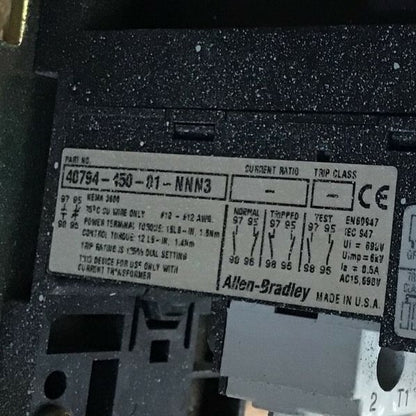 ALLEN BRADLEY 100-D300 STARTER 193-B1N6 40794-150-91-NNM3 130V 50/60HZ