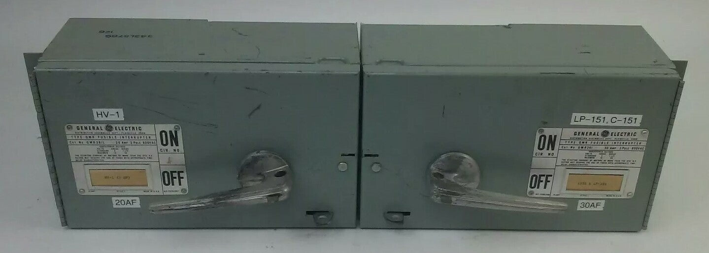 GE TYPE QMR QMR361L QMR361R TWIN FUSIBLE INTERRUPTER SWITCH 30A  600V W/HARDWARE