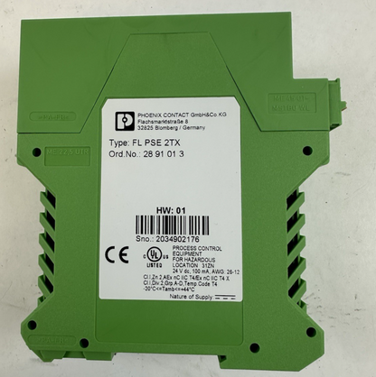 PHOENIX CONTACT FL PSE 2TX 2891013 24VDC ETHERNET MODULE
