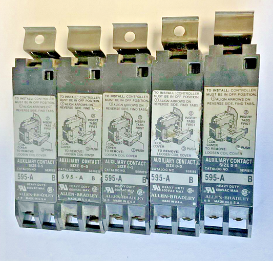 ALLEN BRADLEY 595-A AUXILIARY CONTACT SER.B SZ 0-5 ***LOTOF5***