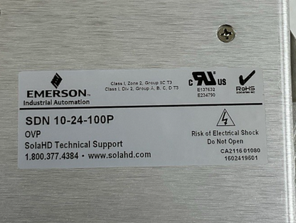 EMERSON SOLA SDN10-24-100P POWER SUPPLY 115/230VAC 5.0/2.0A 50/60 HZ