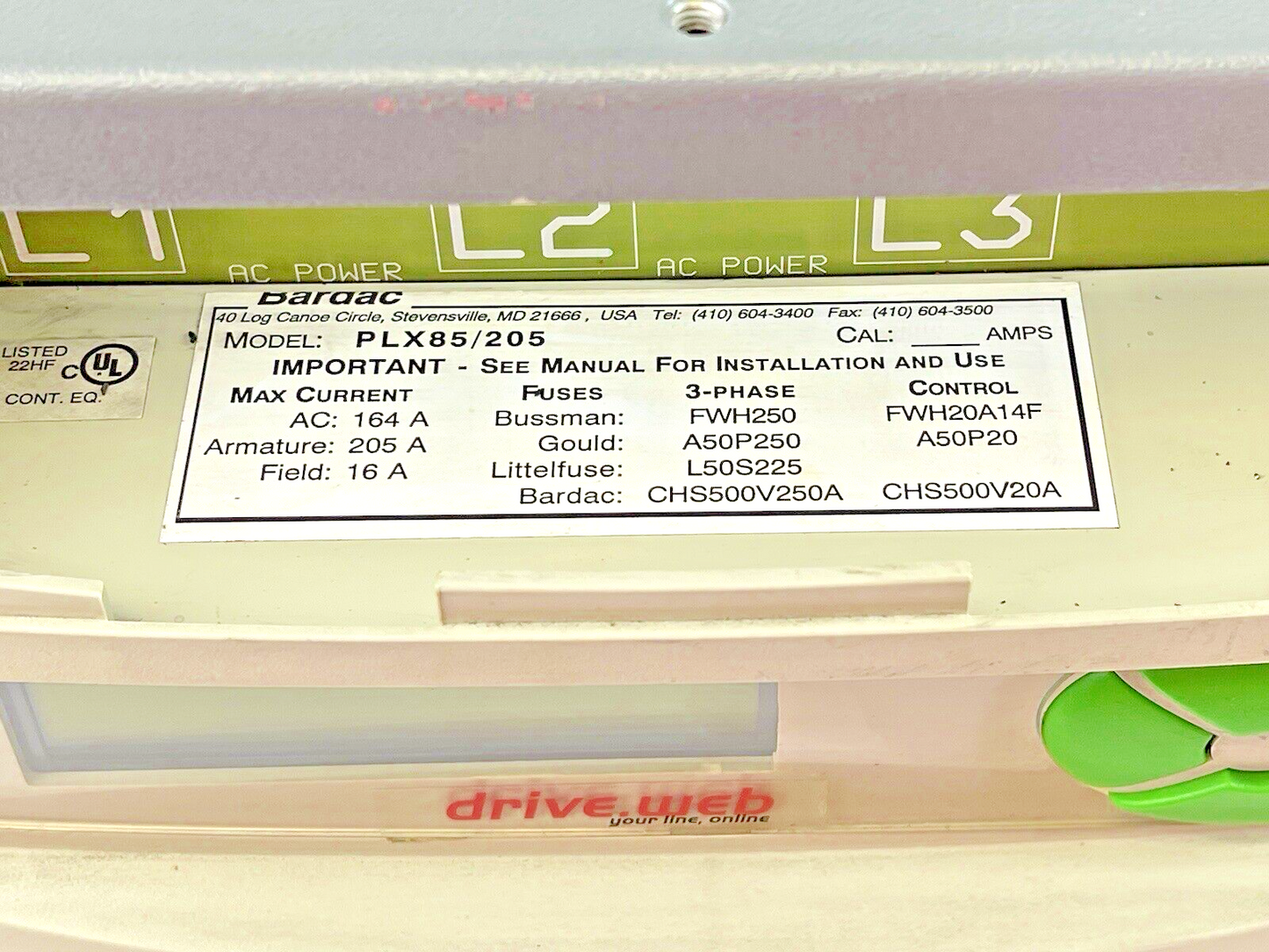 BARDAC - PLX85/205 - DRIVE - Drive, DC, 60HP@240V, 125HP@480V. PLX Series
