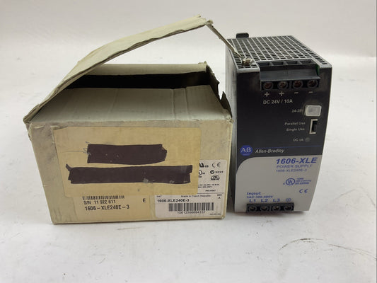 ALLEN BRADLEY 1606-XLE240E-3 DC POWER SUPPLY SER A OUTPUT 24-28VDC 10-8.6A