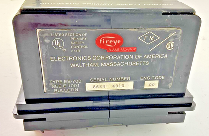 FIREYE EB-700 SAFETY CONTROLLER EUV1 FLAME AMP, EP390 PROGRAMMER, ED500 DISPLAY