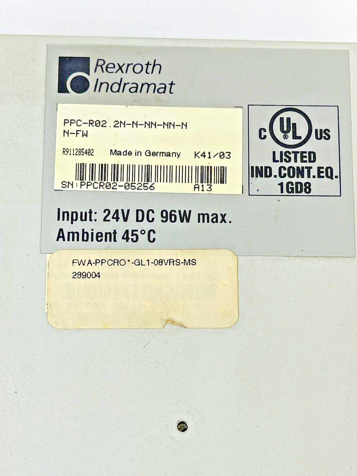 REXROTH INDRAMAT - PPC-R02.2N-N-NN-NN-N-N-FW - SERVO CONTROLLER -24V DC, 96W MAX