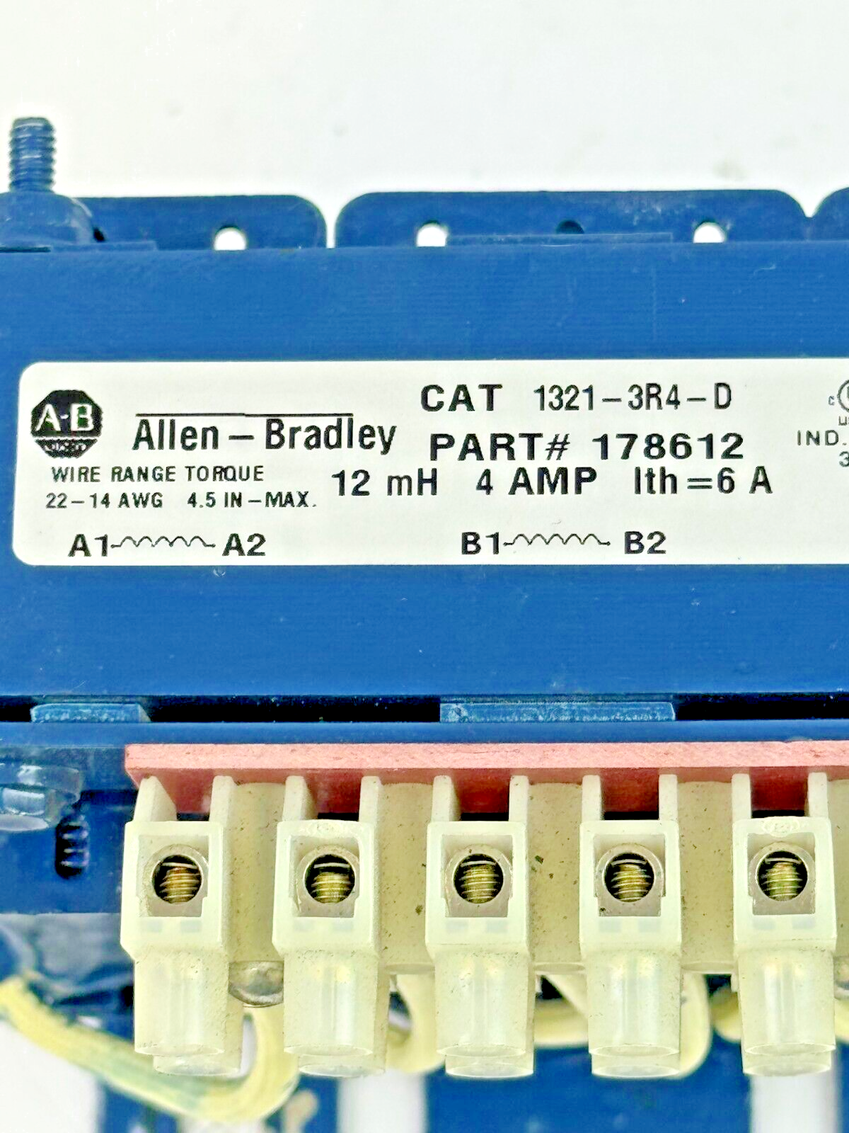ALLEN-BRADLEY - 1321-3R4-D - LINE REACTOR - 4 AMP, 600 VAC, 3 PHASE. 60 Hz