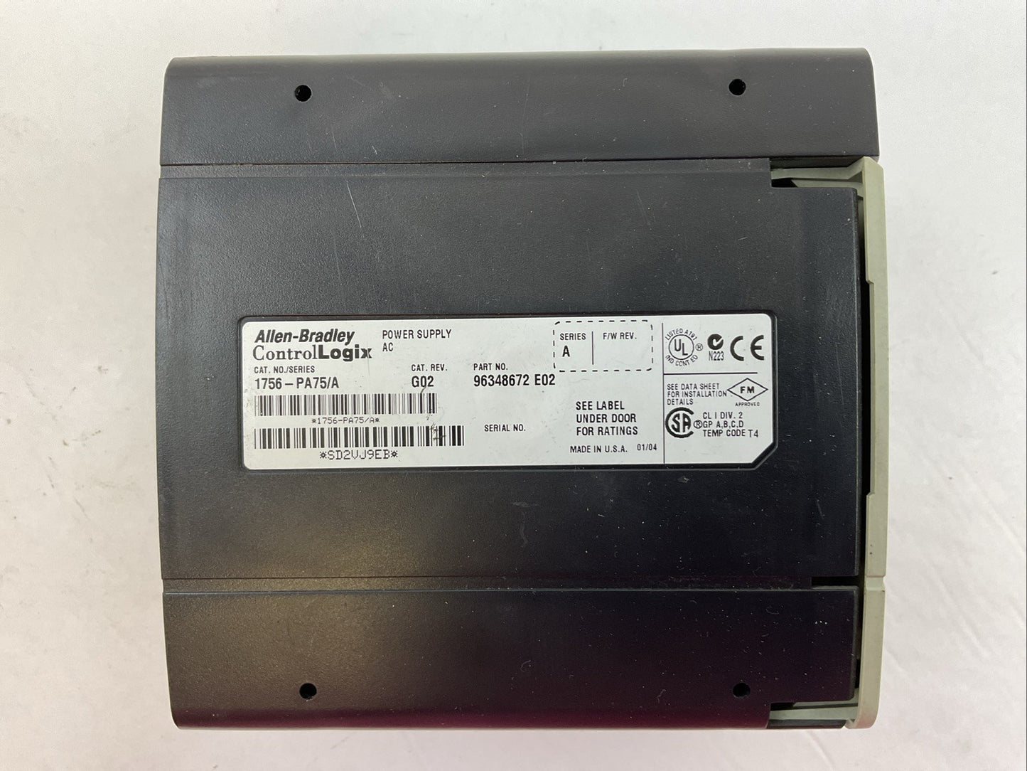 ALLEN-BRADLEY 1756-PA75 SER A CAT REV G02 POWER SUPPLY AC