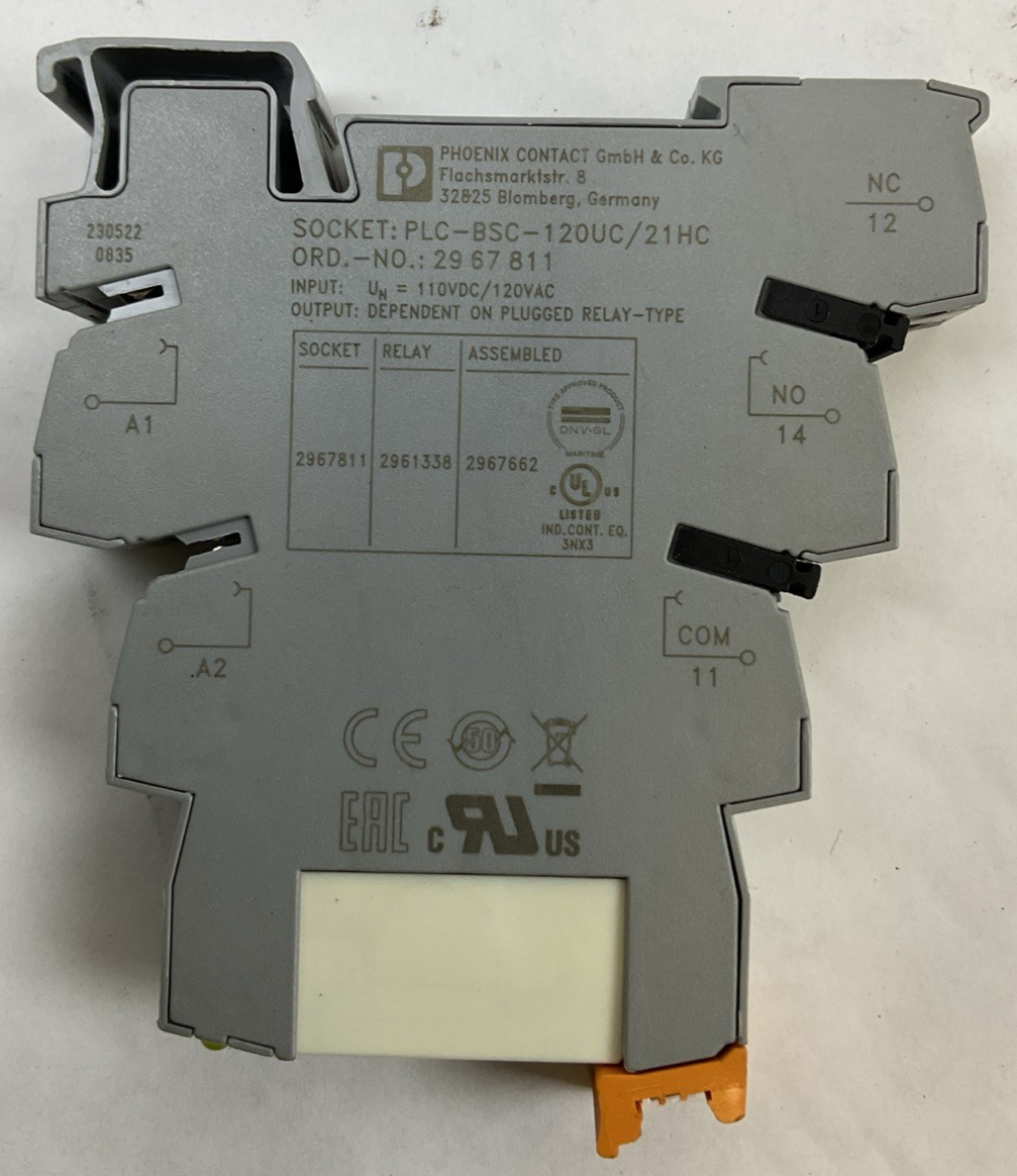 PHOENIX CONTACT PLC-BSC-120UC/21HC TERMINAL BLOCK 29 61 338 RELAY 16A 250VAC