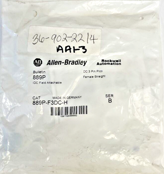 ALLEN BRADLEY - 889P-F3DC-H - SERIES B - FEMALE 3 PIN - FIELD ATTACHABLE