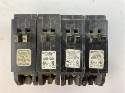 SQUARE D HOMT1515 MINITURE CIRCUIT BREAKER 15/15AMP 120/240VAC (LOT OF 4)