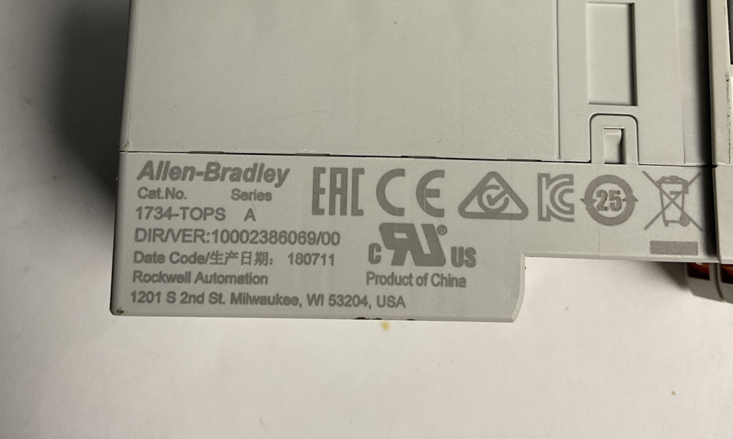 ALLEN BRADLEY 1734-OB8 OUTPUT MODULE SER.C FW3.022  W/1734-TOPS SER.A**LOTOF4**