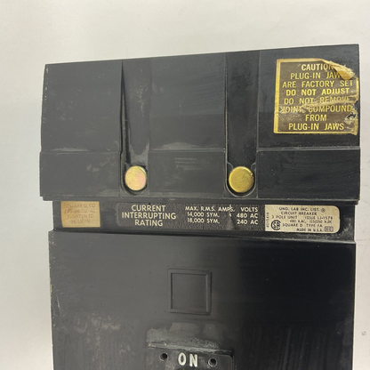 SQUARE D FA 34015 CIRCUIT BREAKER  480VAC 250VDC 3POLE