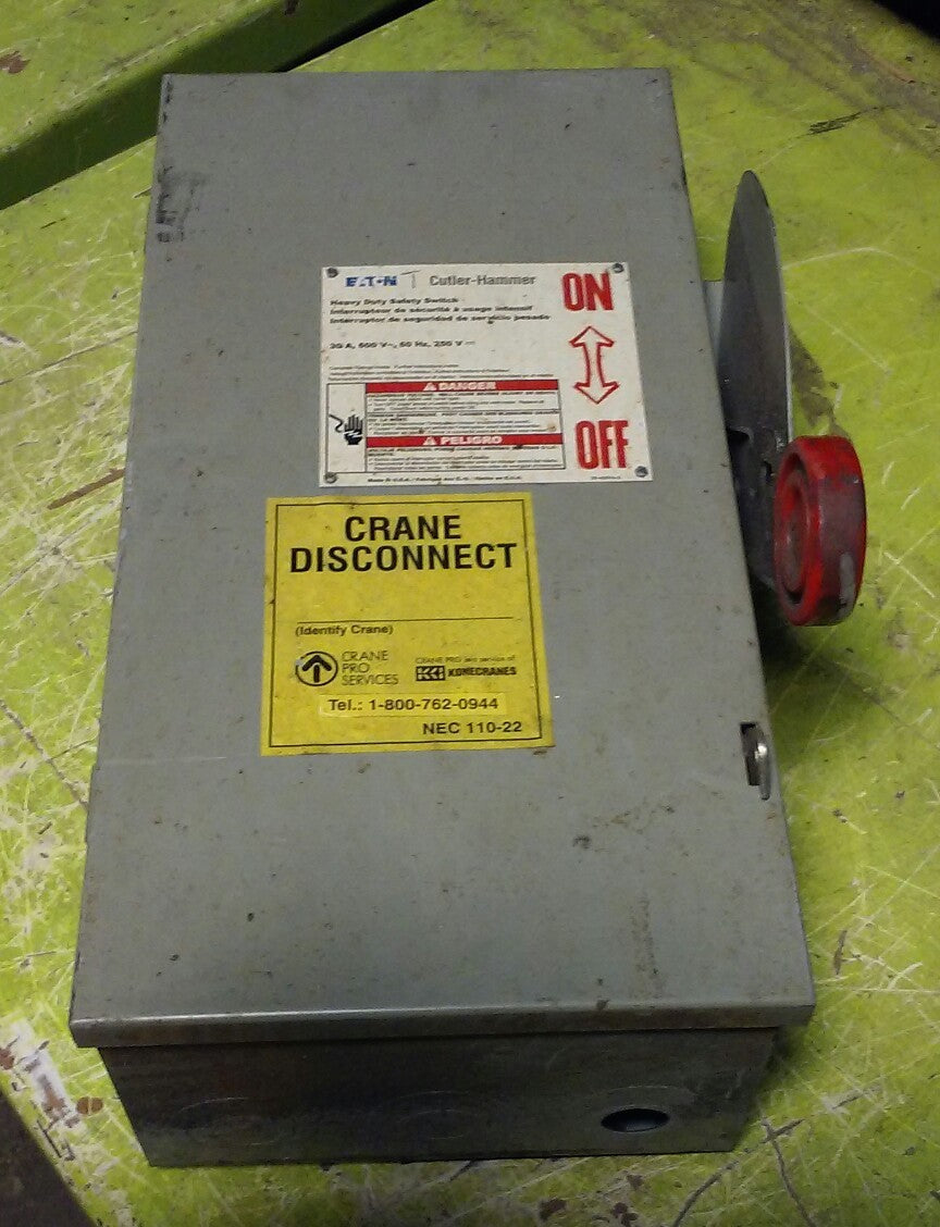 EATON CUTLER-HAMMER 600VAC 30A 3P HEAVY DUTY SAFETY SWITCH, DH361FGK*
