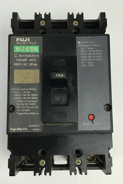 FUJI ELECTRIC BU-ESA2015 15AMP CIRCUIT BREAKER 480VAC 2POLE