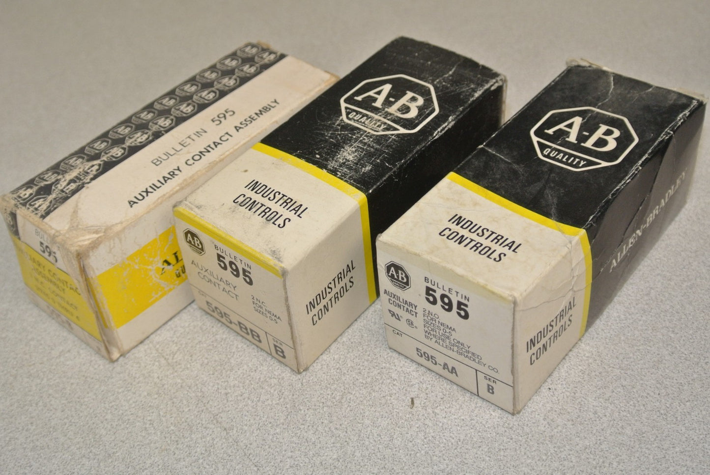 LOT of 3 - ALLEN-BRADLEY AUXILIARY CONTACTS - 1 each 595-AA, 595-BB, 595-B