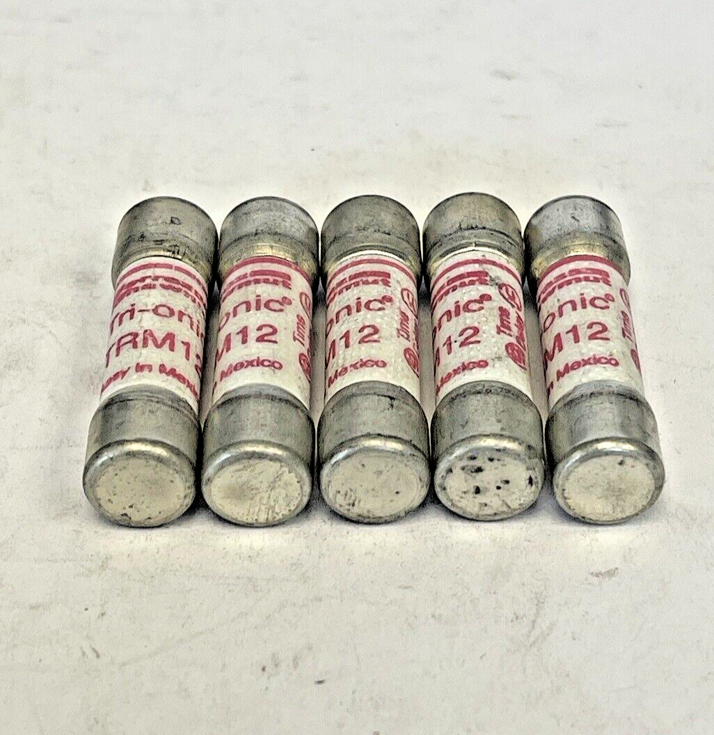 FERRAZ SHAWMUT *LOT OF 5* - TRM12 - 12 AMP, 250 VAC, TIME-DELAY, TRI-ONIC FUSES