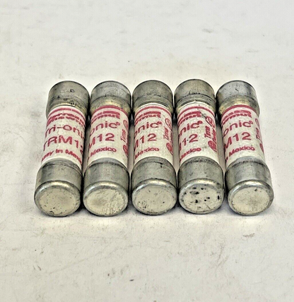 FERRAZ SHAWMUT *LOT OF 5* - TRM12 - 12 AMP, 250 VAC, TIME-DELAY, TRI-ONIC FUSES