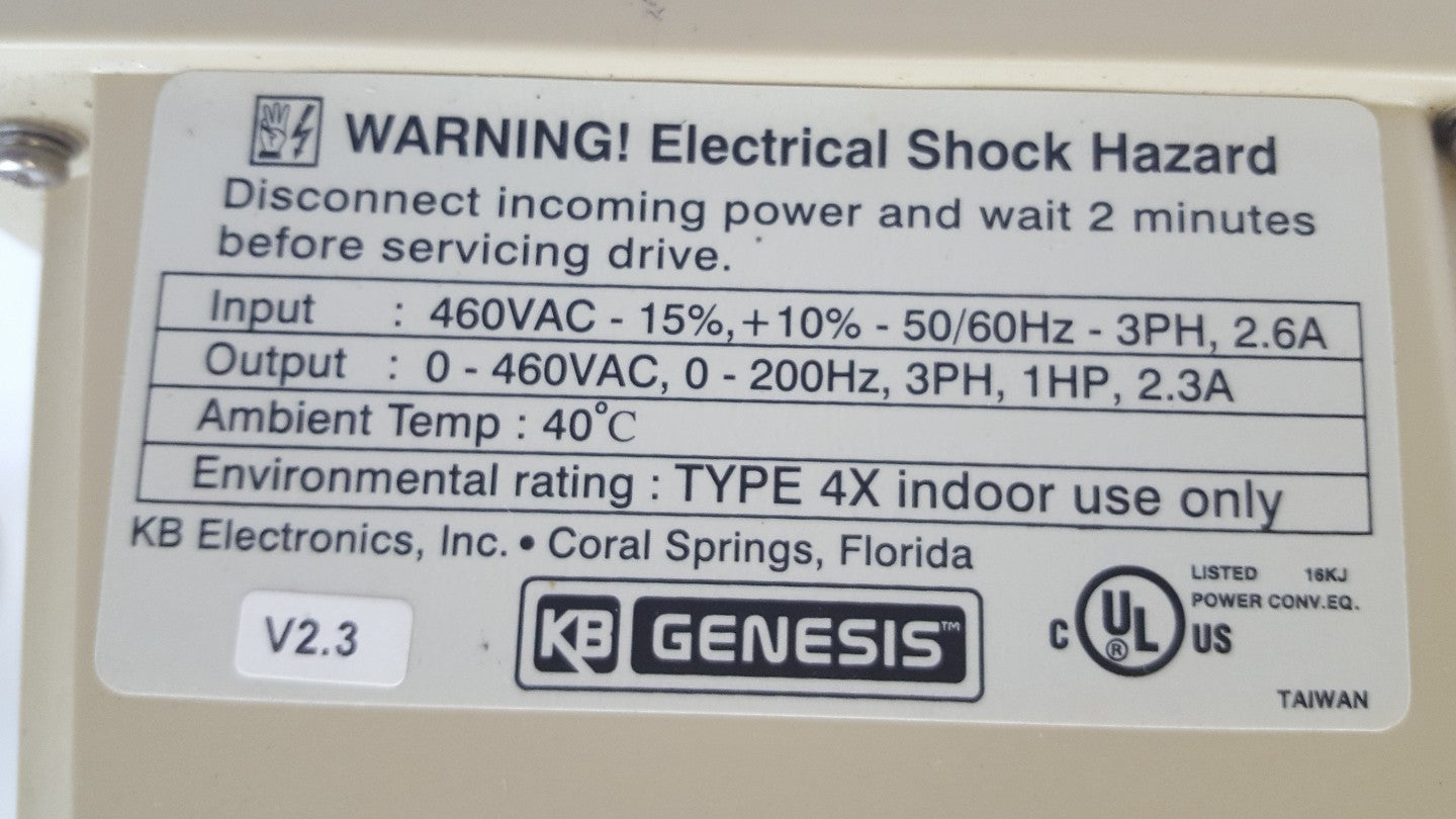 KB ELECTRONICS GENESIS KBE2-4301-4 DIGITAL AC ADJUSTABLE SPEED DRIVE 460V 1HP