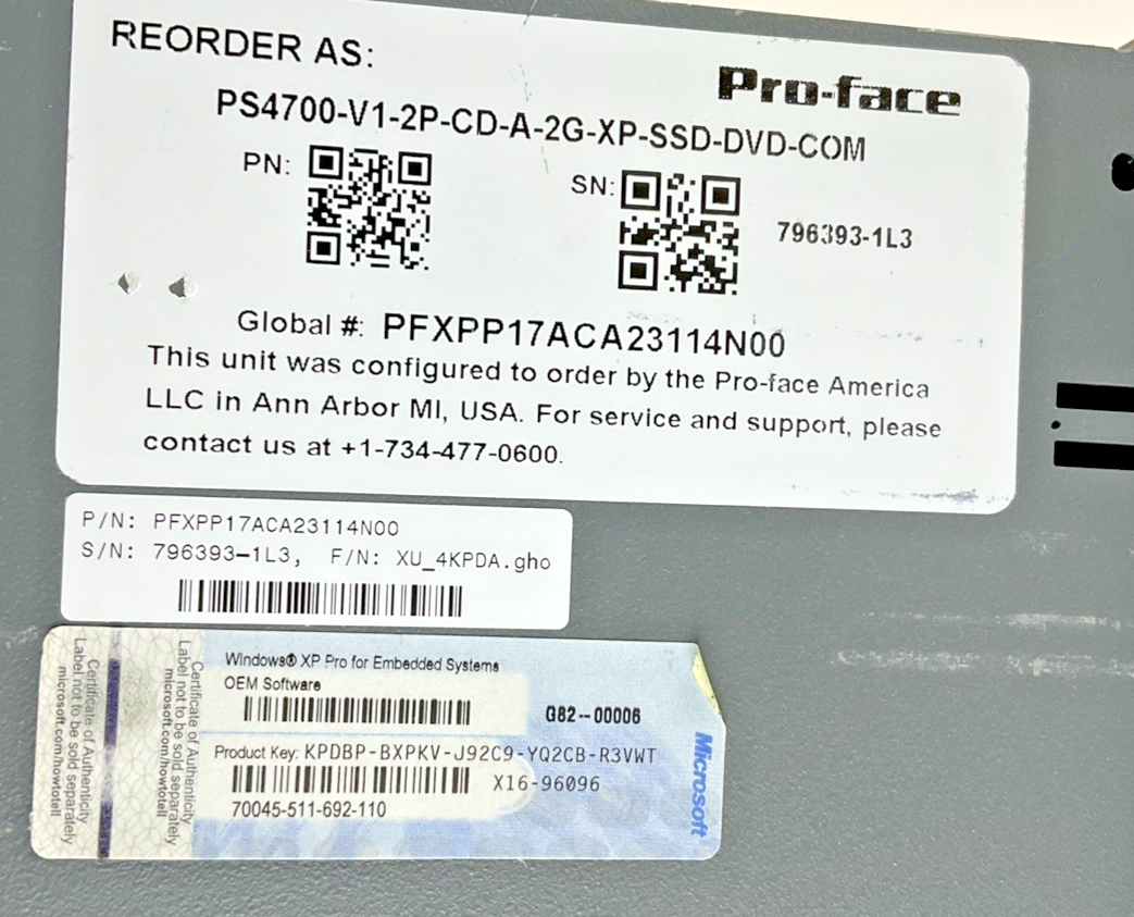 PROFACE PS4700-V1-2P-CD-A-26-XP-SSD-DVD-COM OPERATOR INTERFACE PANEL 240VAC