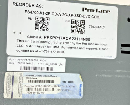 PROFACE PS4700-V1-2P-CD-A-26-XP-SSD-DVD-COM OPERATOR INTERFACE PANEL 240VAC