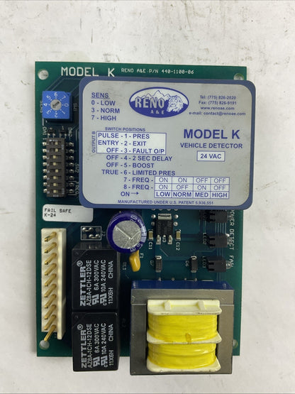 RENO A&E 440-1100-06 MODEL K VEHICLE DETECTOR 24VAC
