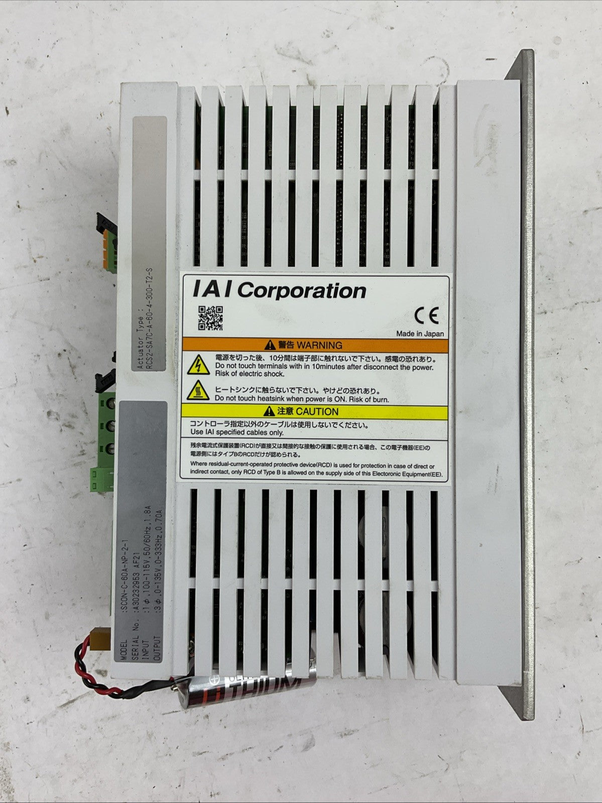 IAI SCON-C-60A-NP-2-1 SERVO CONTROLLER OUTPUT 0-135V RCS2-SA7C-A-60-4-300-T2-S