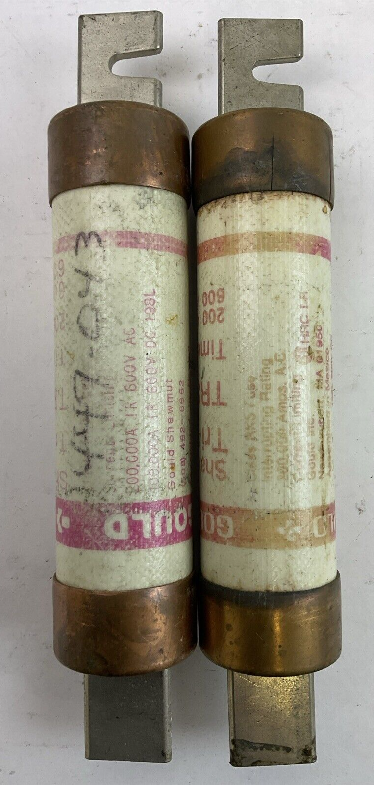 GOULD FERRAZ SHAWMUT TRS200R TRI-ONIC TIME DELAY RK5 FUSE 600VAC 200A (LOT OF 2)