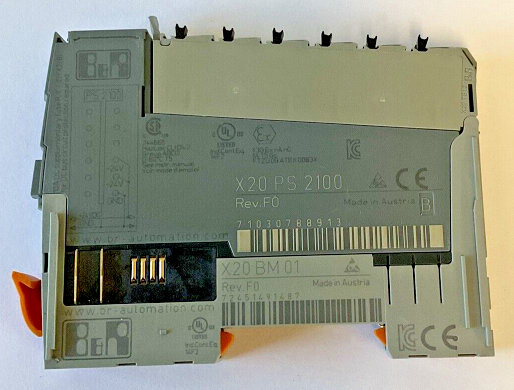 B&R AUTOMATION PLC MODULE POWER SUPPLY X20PS2100 REV.F0 X20BM01 REV.F0