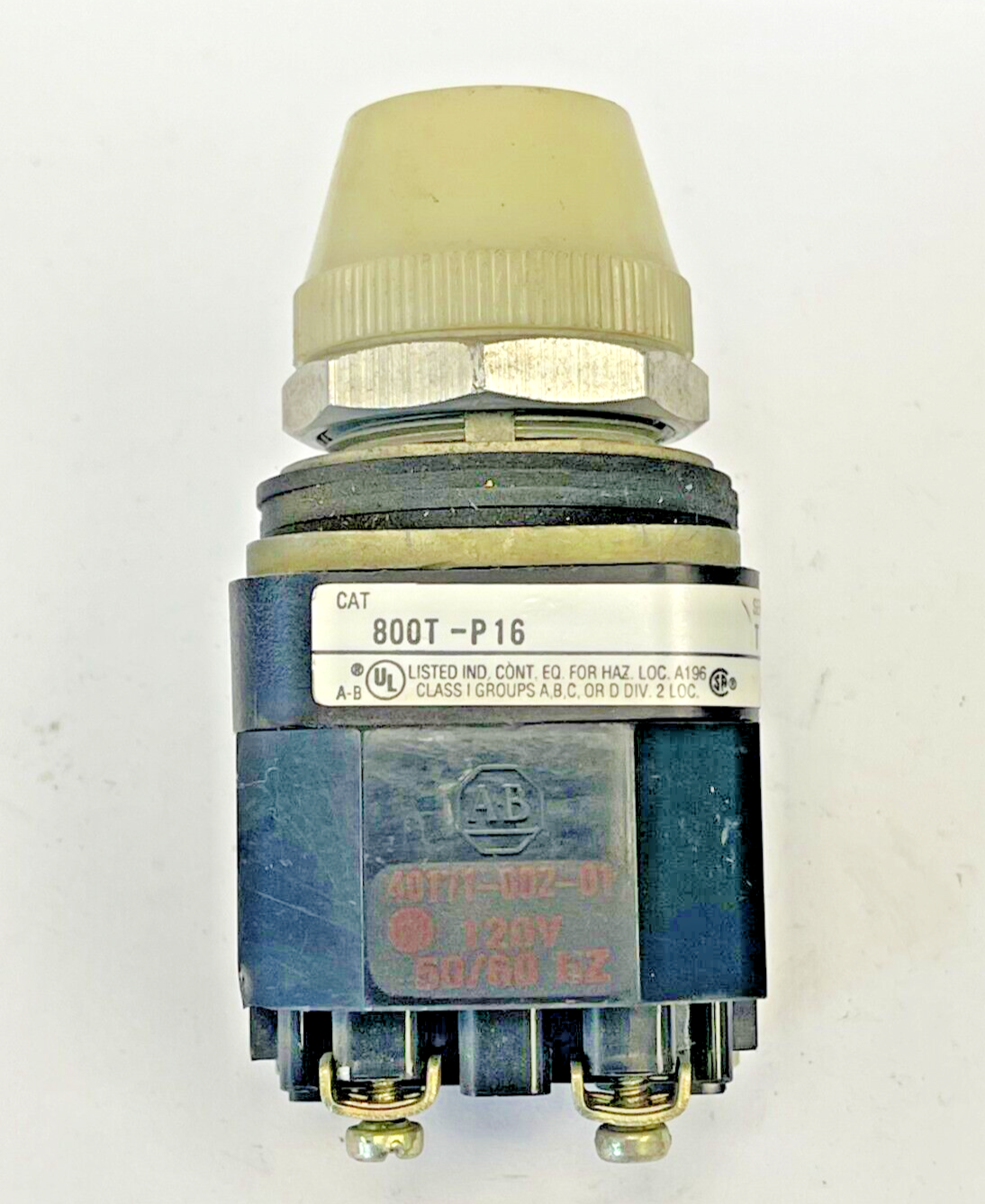 ALLEN BRADLEY 800T-P16 -SER T-PILOT LIGHT-WHITE, 120V AC 50/60 Hz, 755/1866 LAMP