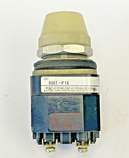 ALLEN BRADLEY 800T-P16 -SER T-PILOT LIGHT-WHITE, 120V AC 50/60 Hz, 755/1866 LAMP
