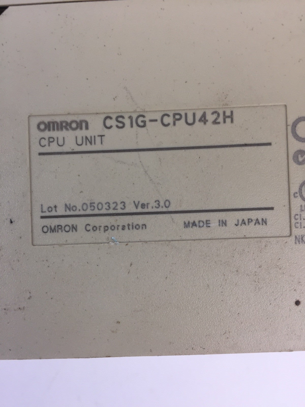 OMRON CS1G-CPU42H CPU UNIT OGRAM PROGRAMMABLE CONTROLLER