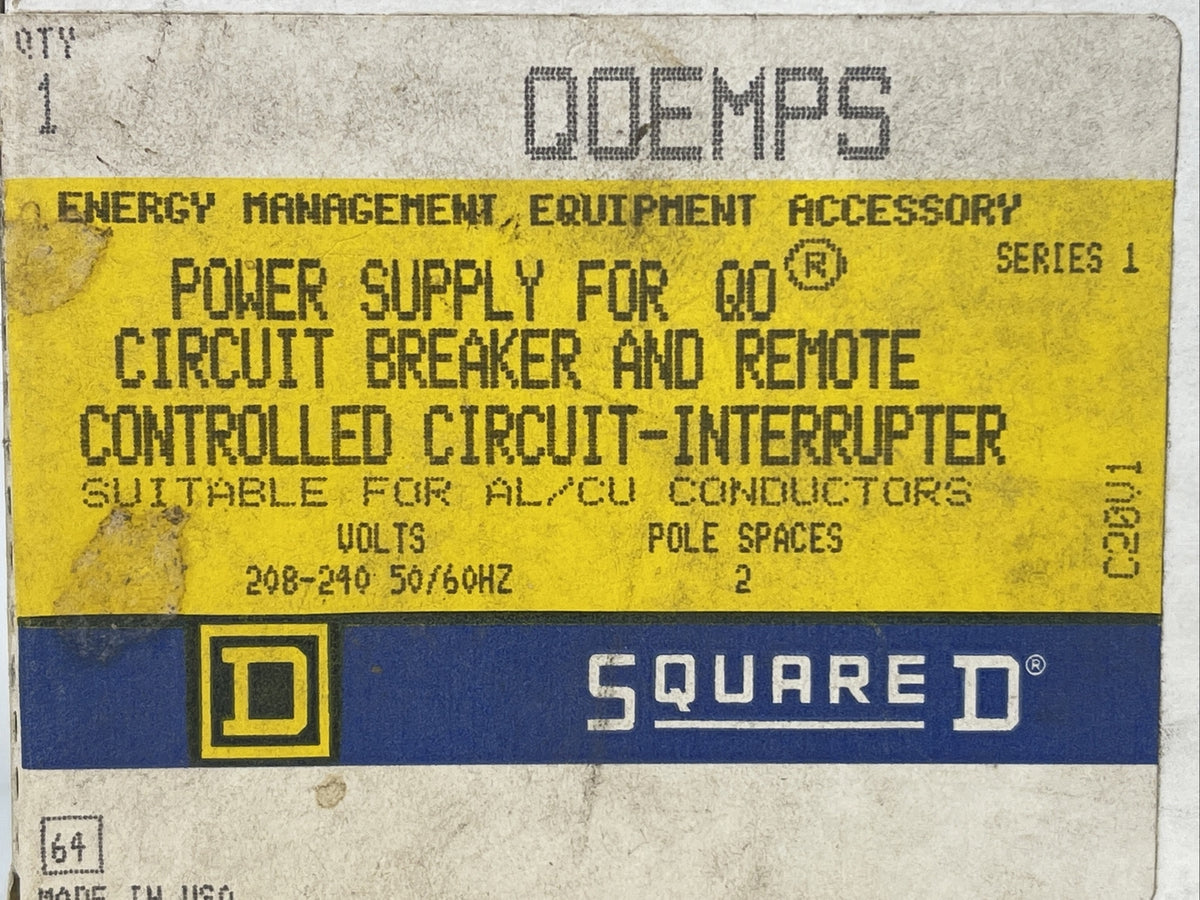 SQUARE D QOEMPS INPUT 208-240VAC OUTPUT 24VDC POWER SUPPLY FOR QO CIRCUIT BREAKE