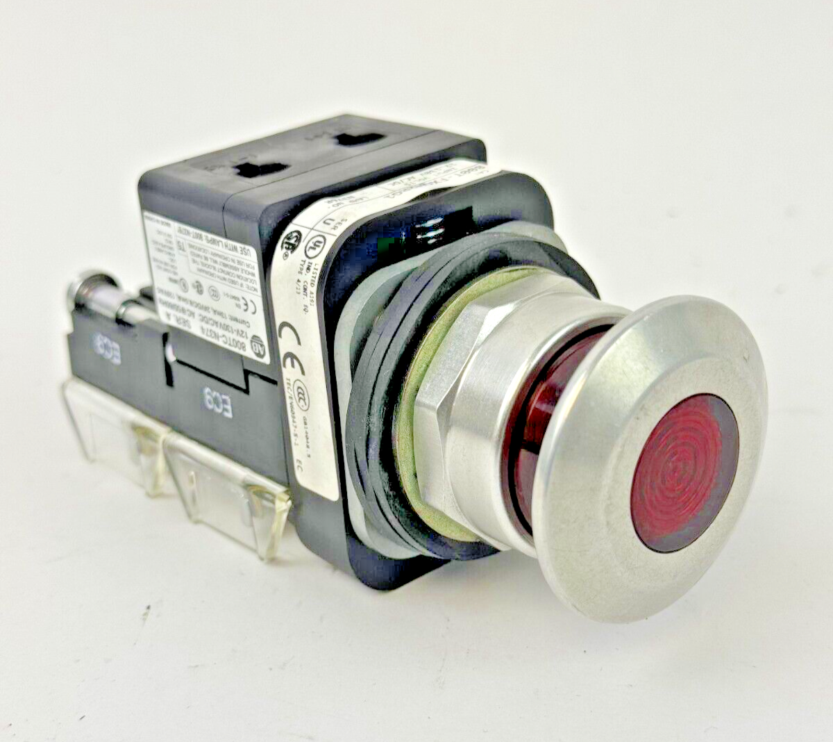 ALLEN-BRADLEY - 800T-FXQH2RG1 SER. U - RED PUSH/PULL BUTTON W/ BLOCK - NO BULB