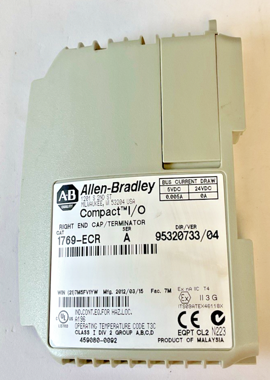 ALLEN BRADLEY 1769-ECR RIGHT END CAP/TERMINAL SER.A DIR95320733 VER.04
