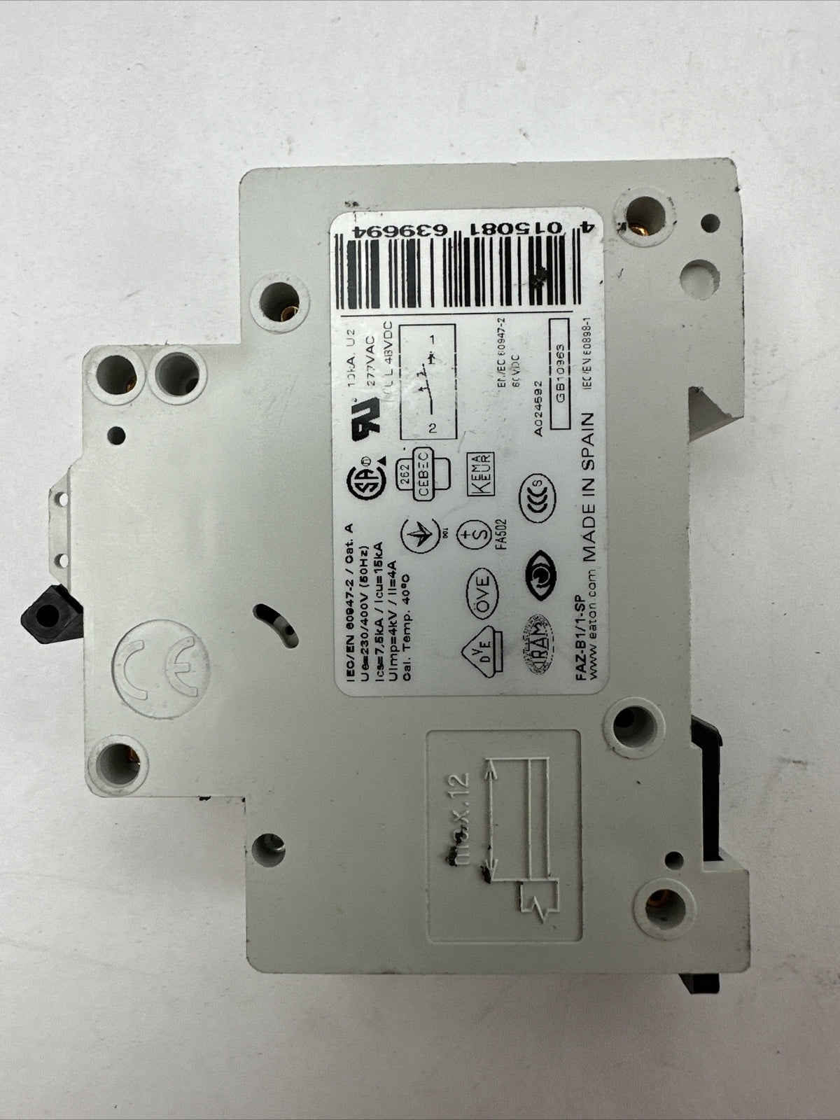 EATON FAZ-B1/1-SP CIRCUIT BREAKER 1A 230/400VAC 240/415VAC 1POLE