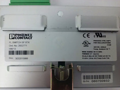 PHOENIX CONTACT FL SWITCH SF 8TX  24VDC.240mA, 8 PORT ETHERNET SWITCH