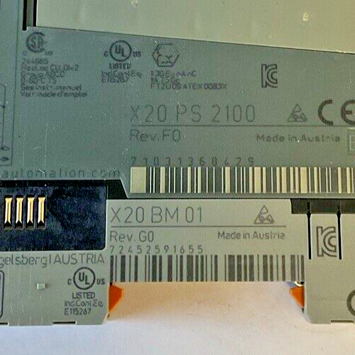 B&R AUTOMATION PLC MODULE POWER SUPPLY X20 PS 2100 REV.F0 X20BM01 REV.G0