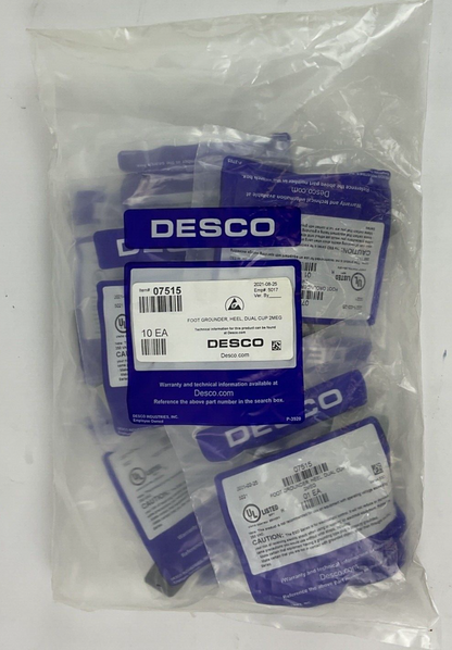 DESCO 07515 FOOT GROUNDER HEEL DUAL CUP 2MEG BAG OF 10