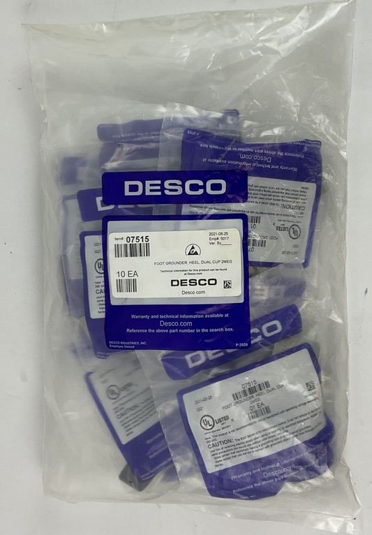 DESCO 07515 FOOT GROUNDER HEEL DUAL CUP 2MEG BAG OF 10