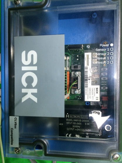 SICK OPTIC CLV650-0120 BARCODE SCANNER & CDM420-0102 POWER SUPPLY W/ WL18-3P430