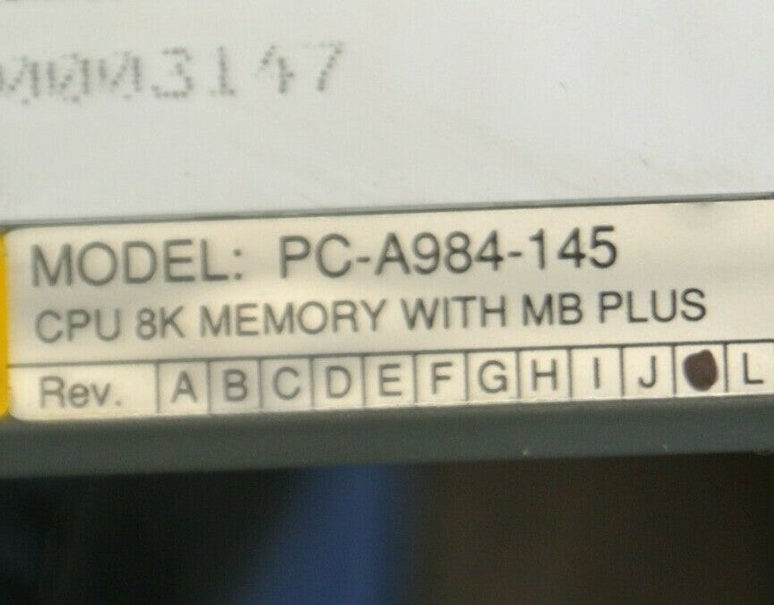 AEG / MODICON PC-A984-145 CPU 8K MEMORY w/ MB PLUS / Rev. K