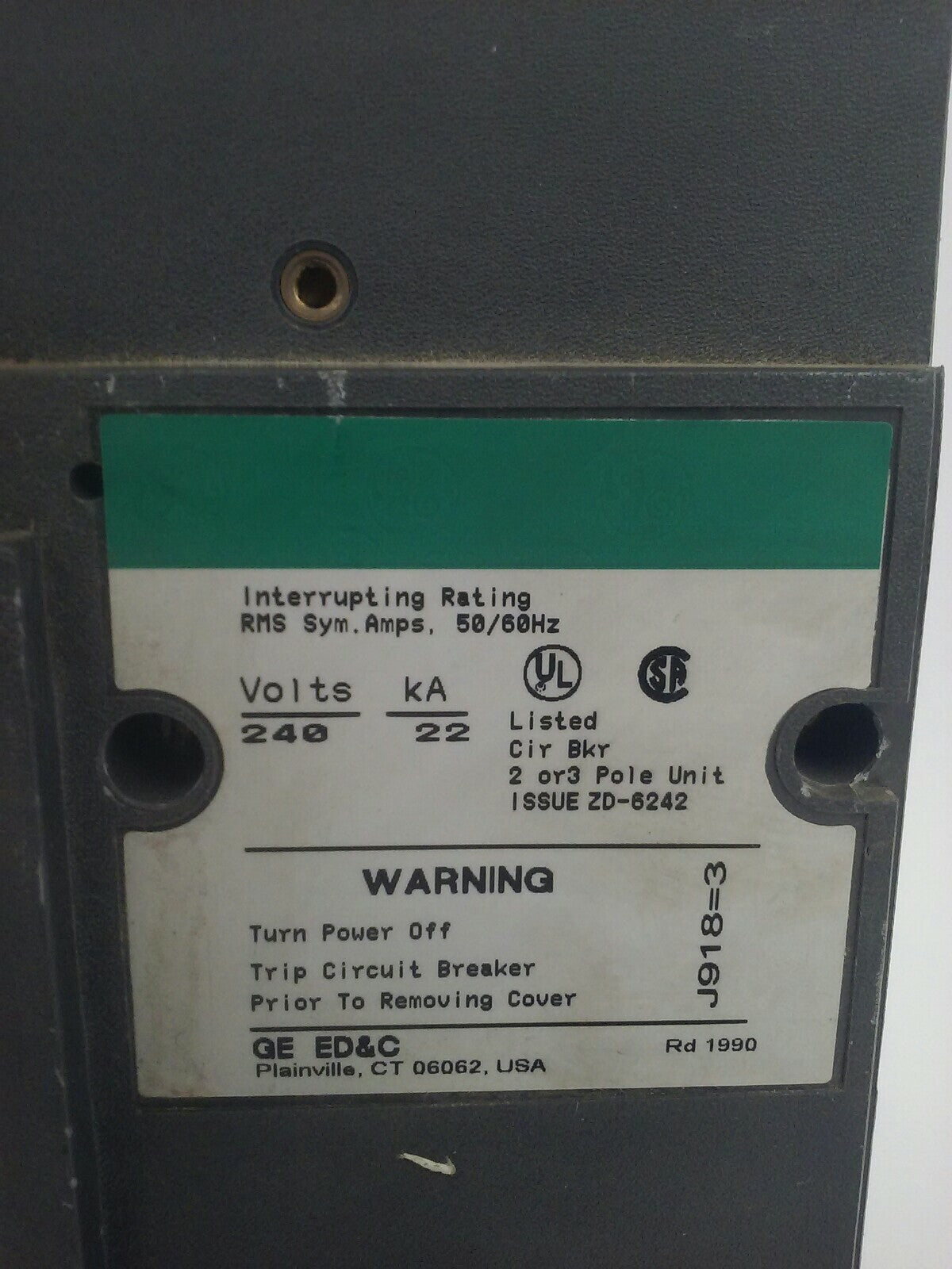 GENERAL ELECTRIC TJD432400 CIRCUIT BREAKER TRIP UNIT 400A 240VAC/250VDC 3P 22KA