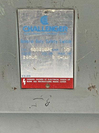 CHALLENGER - GD321NFC - SAFETY SWITCH - 30A/ 240VAC/ 3 POLE/ TYPE 1