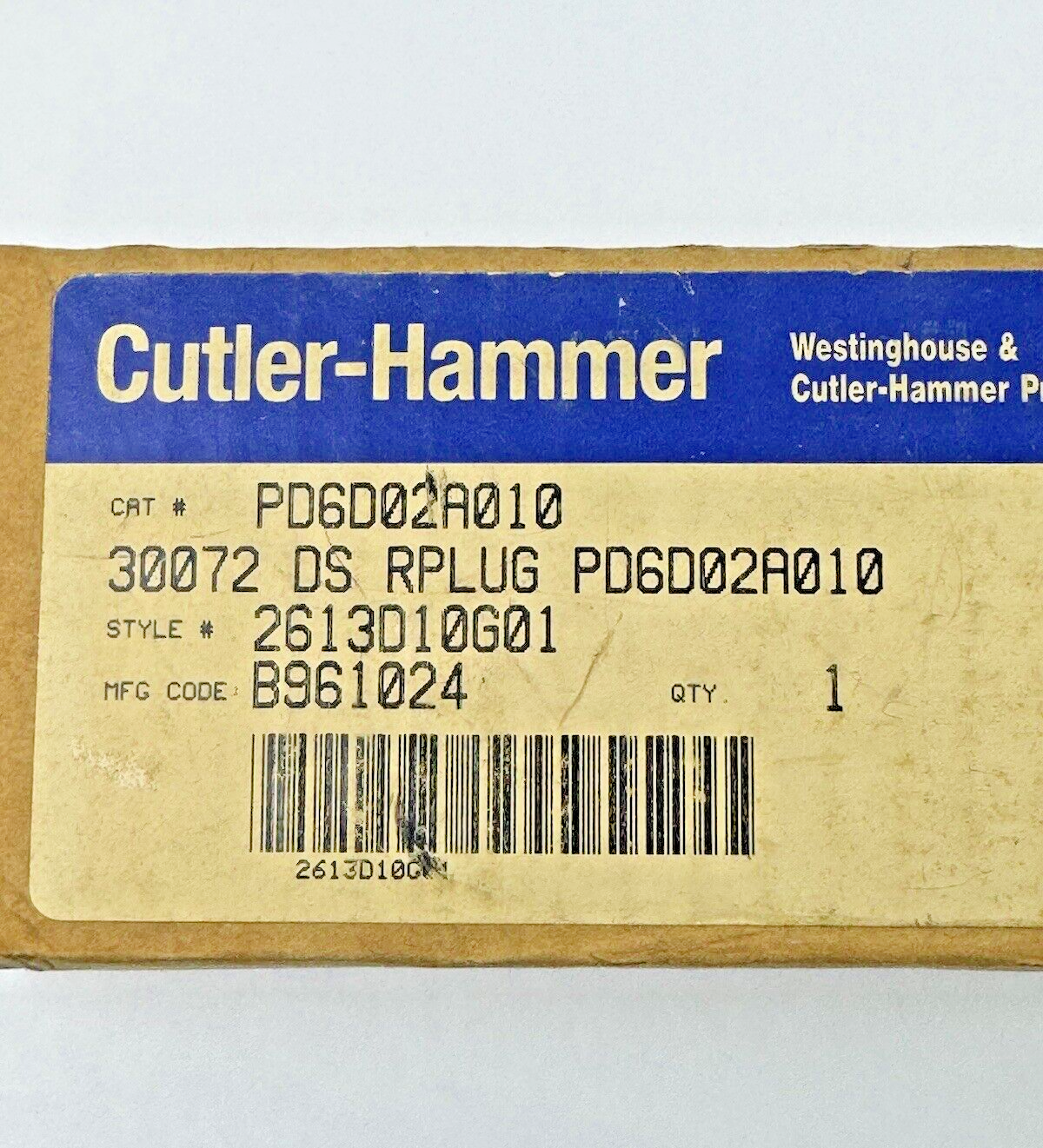CUTLER-HAMMER - PD6D02A010 -  DIGITRIP RMS RATING PLUG - 100 AMP - NEW OLD STOCK