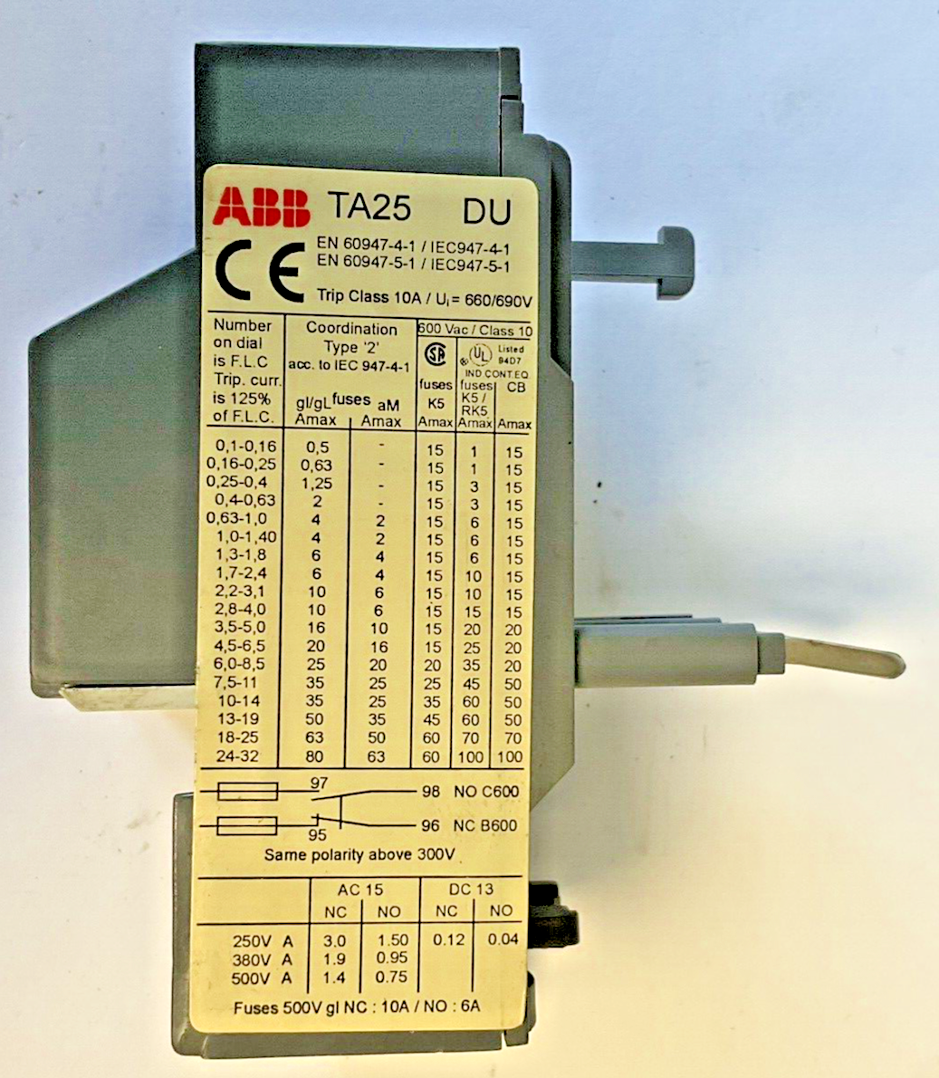 ABB TA25 OVERLOAD RELAY 10A 690V