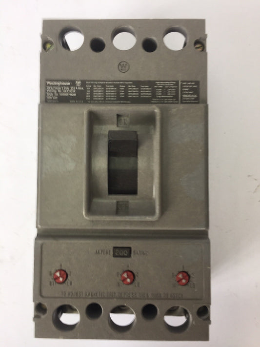WESTINGHOUSE HKA3225F CIRCUIT BREAKER 600VAC 225A 3 POLE TRIP UNIT 200A