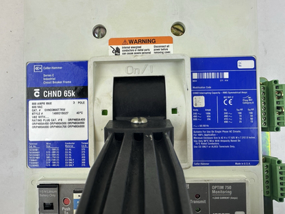 CUTLER HAMMER CHND3800T76W 800A 600V 3P CIRCUIT BREAKER W/DIGITRIP 750 TRIP UNIT