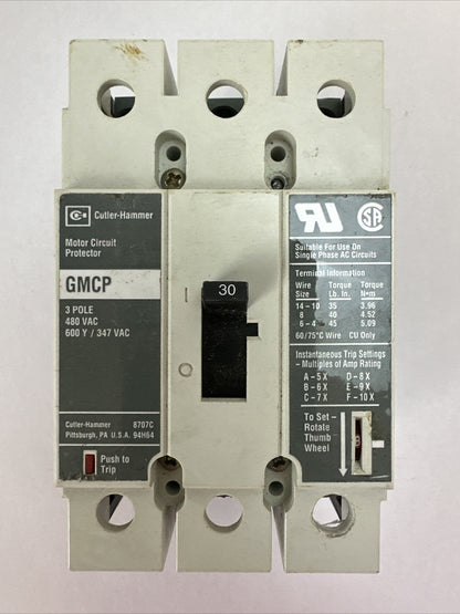 WESTINGHOUSE GMCP030H1C GMCP CIRCUIT BREAKER 30AMP 480VAC 600Y/347VAC 3POLE