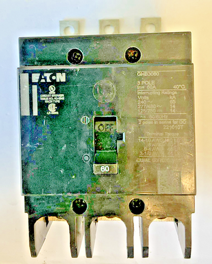 EATON GHB3060 CIRCUIT BREAKER 3POLE 60A 50/60HZ 240VAC